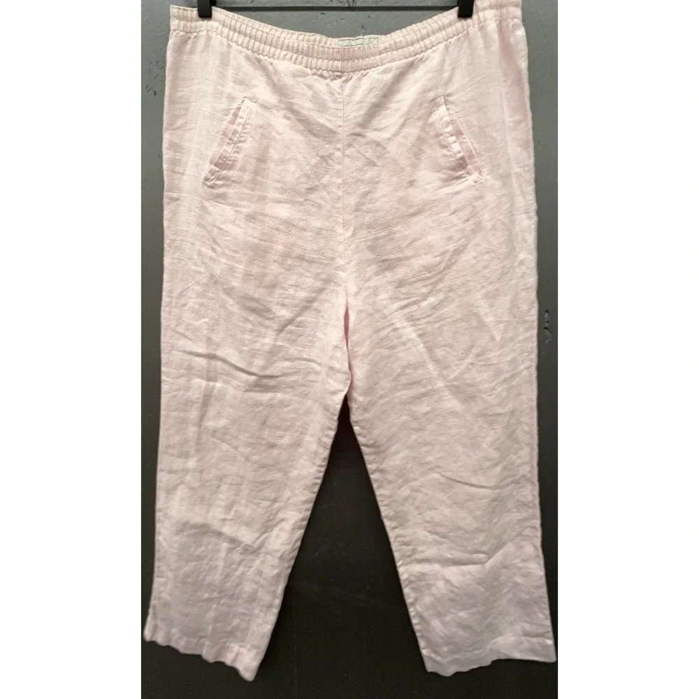 Women Vtg Linen Pants 10 Petal Pink Mini Pockets Coastal Preppy Beachy Soft Girl